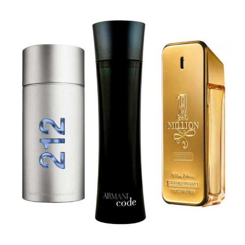Kit de 3 perfumes 212 Men NYC, Paco Rabanne One Milion y Armani Code Homme 100ml