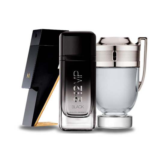 Kit de 3 perfumes BAD BOY, 212 VIP BLACK y Paco Rabanne INVICTUS (Eau de Parfum) 100ml
