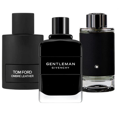 Kit de 3 perfumes Tom Ford Ombre Leather, Givenchy Gentleman, y Montblanc Explorer 100ml