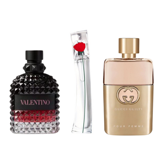 Kit de 3 Gucci Guilt, Valentini Intense, y Flower Kenzo 100ml